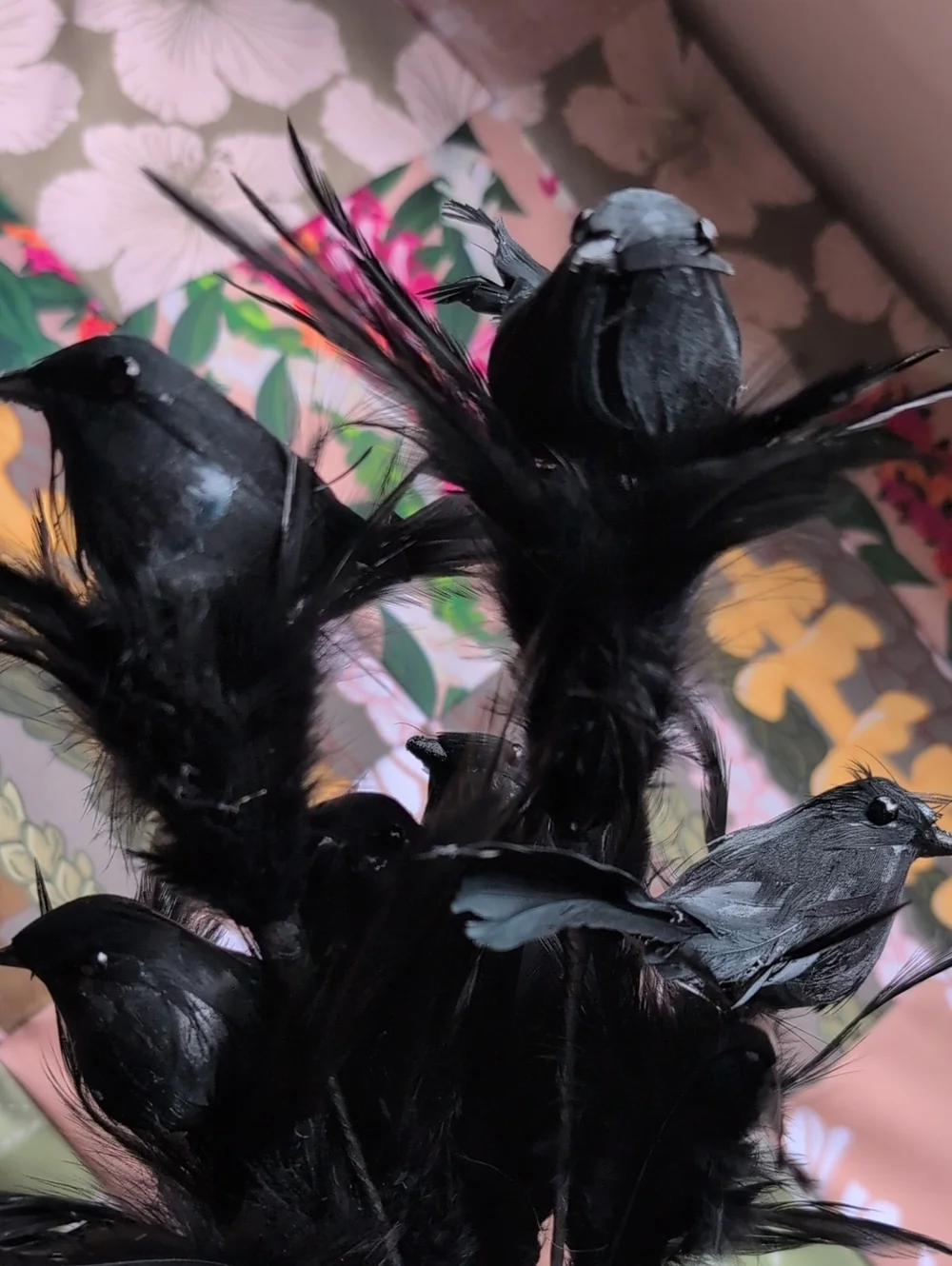 Decorative Black Feather Bird Picks - Pack of Floral Accents